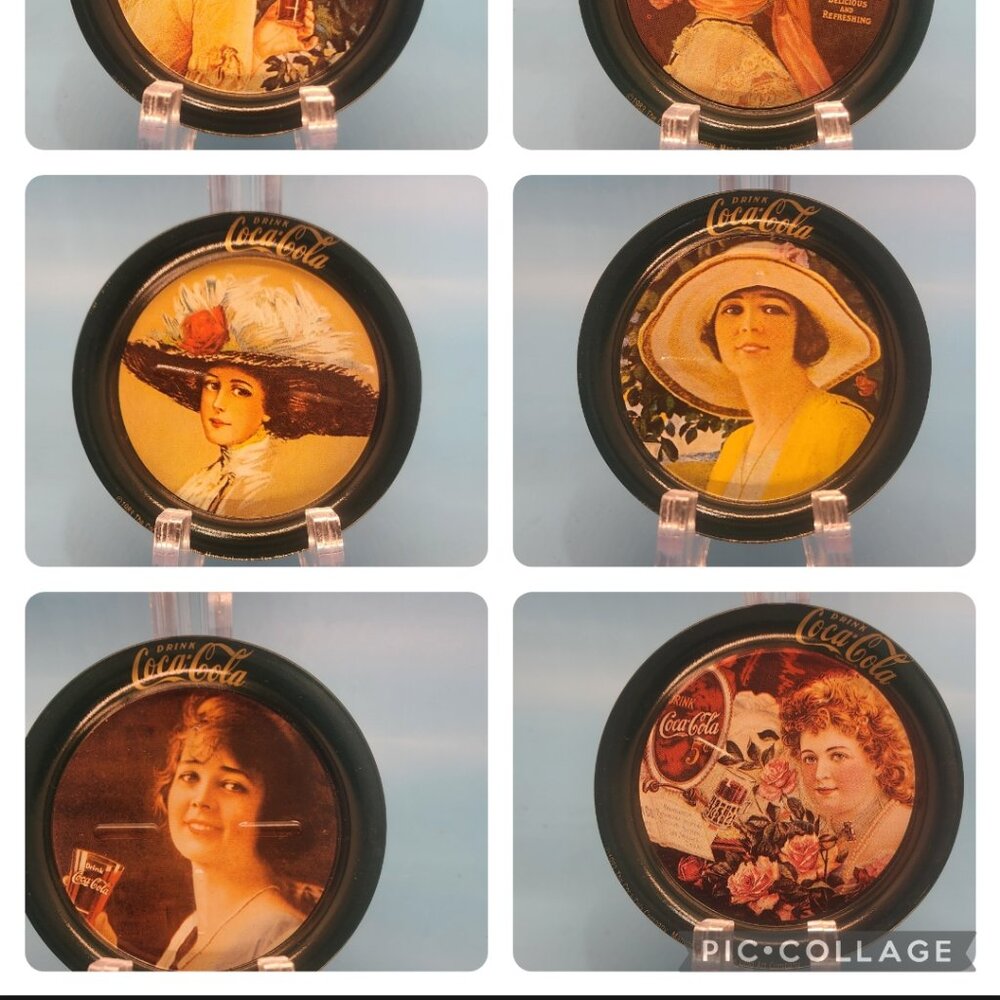 Advertising Tin Coca Cola Coasters, Vintage, Victorian, Green